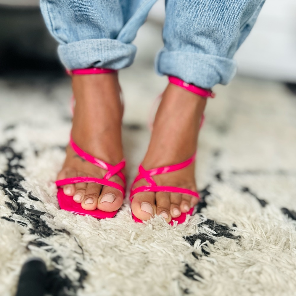 *SOLD*Strappy Pink Sandal Heels- Size 9
